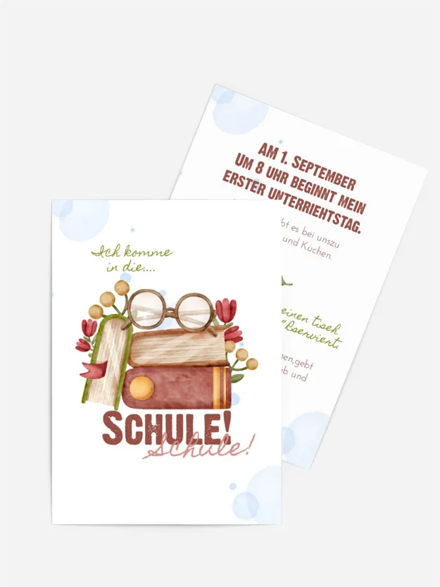 Einladungskarte Einschulung Stapel Bücher Einladungskarte Einschulung Stapel Bücher