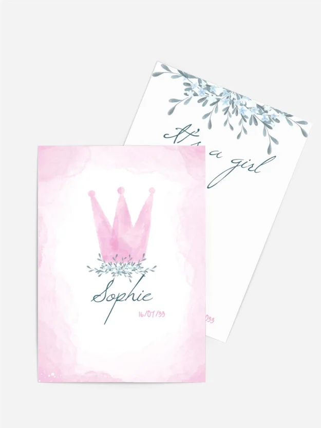 Babykarte Neugeborene Prinzessin Babykarte Neugeborene Prinzessin