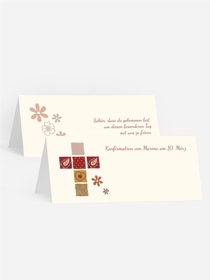 Tischkarte Konfirmation Florales Kreuz