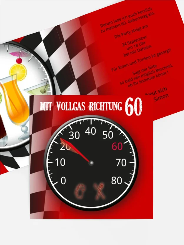 Einladungskarte Geburtstag Vollgas 60 Einladungskarte Geburtstag Vollgas 60