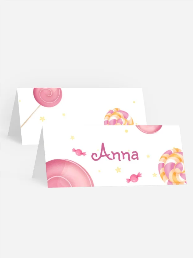 Tischkarte Geburtstag Süßigkeitenwelt