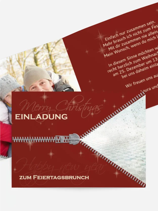 Einladung zur Weihnachtsfeier Privat Reißverschluss Einladung zur Weihnachtsfeier Privat Reißverschluss