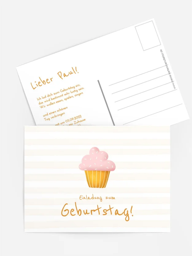 Geburtstagseinladung Überraschungs-Cupcake Geburtstagseinladung Überraschungs-Cupcake