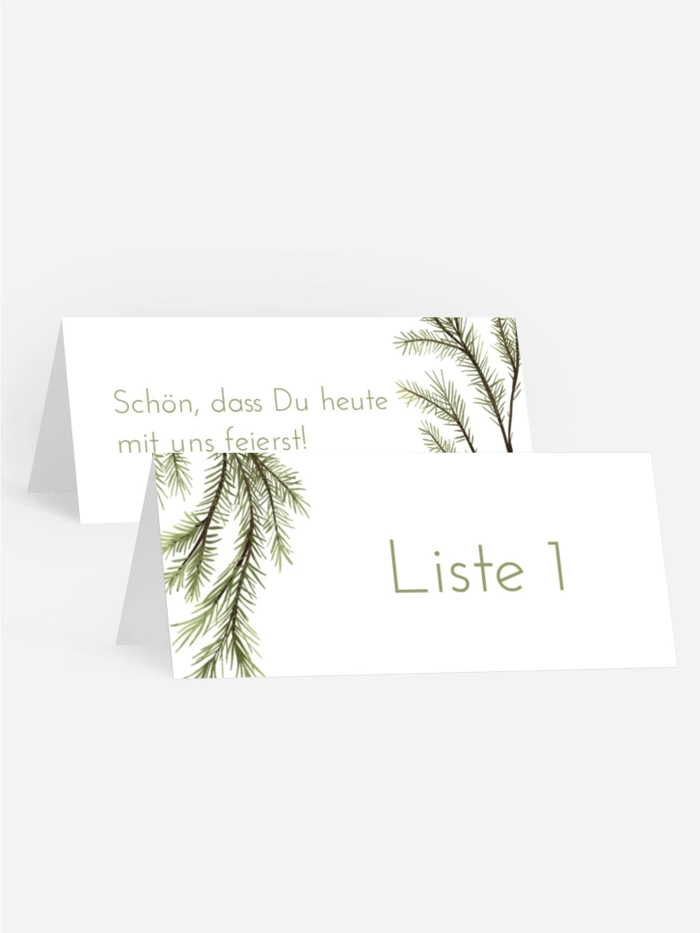 Weihnachtstischkarte Tannenzweige