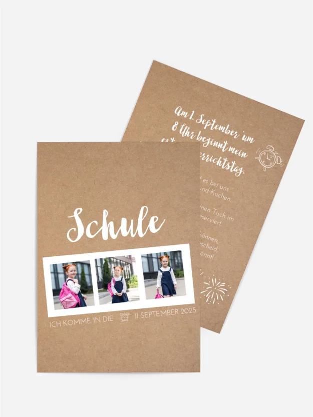 Einladungskarte Einschulung Schulzeichnungen