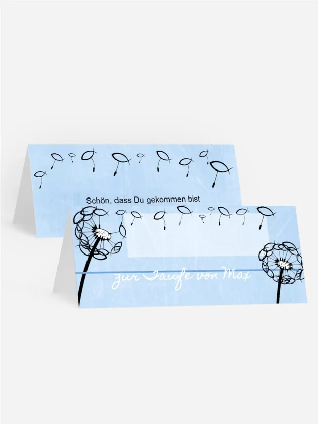 Tischkarte Taufe Pusteblume