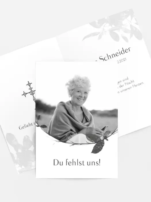 Sterbebildkarte Ein trauriger Kranz der Erinnerung