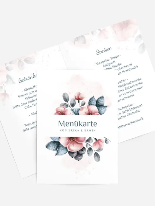 Menükarte Präsente Blumenflut