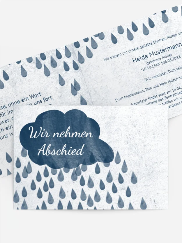 Trauerkarte Regen quer