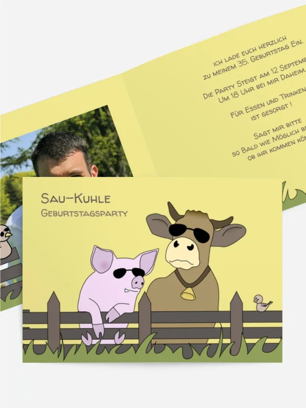 Geburtstagseinladung SauKuhl Foto