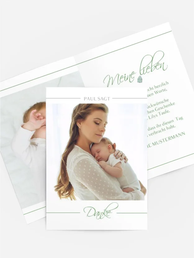 Dankeskarte Taufe Foto eines Neugeborenen Dankeskarte Taufe Foto eines Neugeborenen