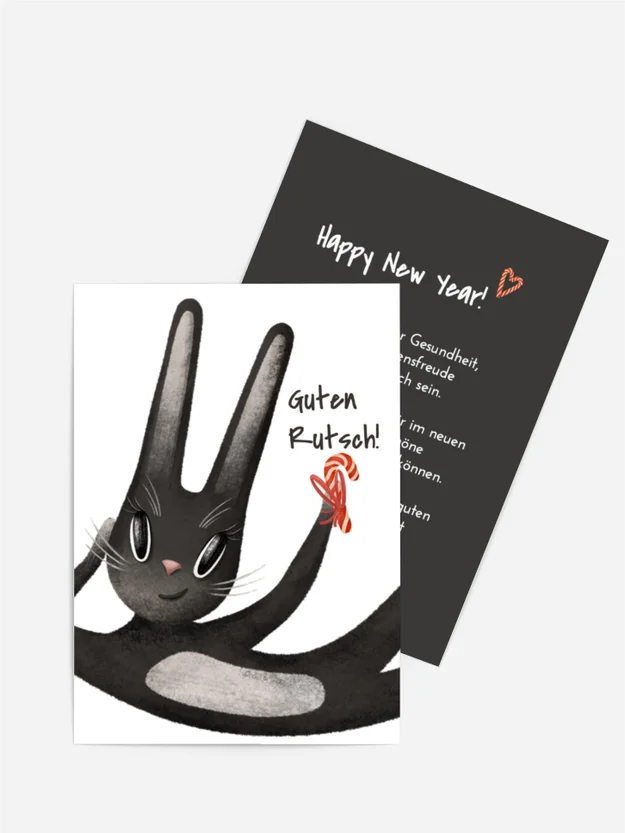 Neujahrskarte  Cleverer Hase