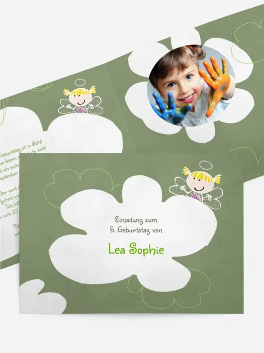 Kindergeburtstagseinladung "Engelchen mit Foto"