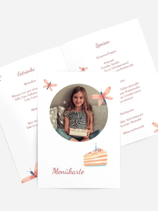 Menükarte Geburtstag Libellentraum