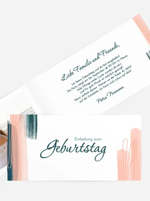 Geburtstagseinladung Farbstriche