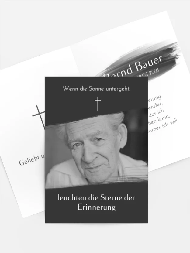 Sterbebildkarte Fleck von Traurigkeit