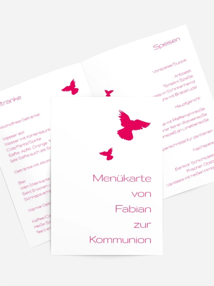 Kommunion Menükarte Taube