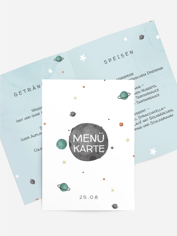 Menükarte Geburtstag Kosmonaut