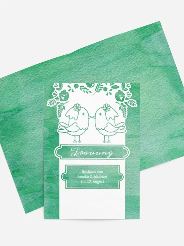 Kirchenheft Umschlag Vogelpaar Brautkleid