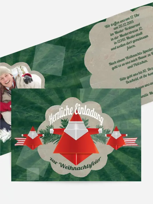 Foto Weihnachtseinladung Origami