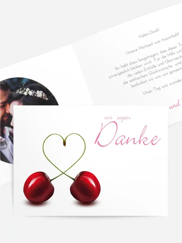 Dankeskarte Hochzeit "Kirsche"