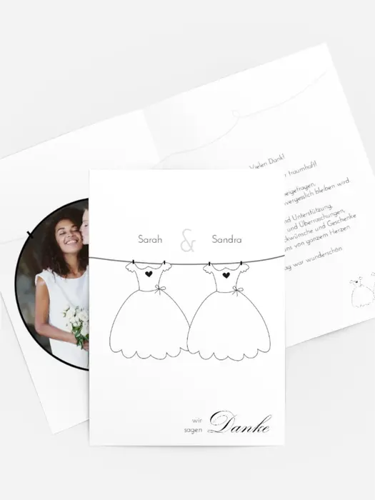 Dankeskarte Hochzeit "Dresses"