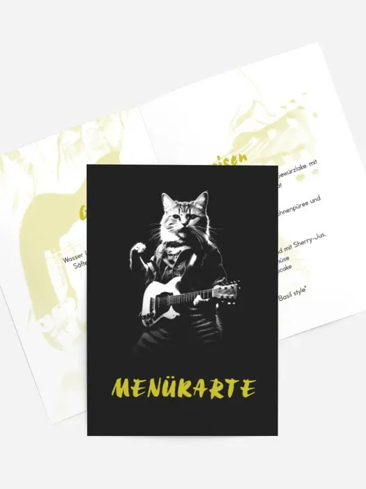 Menükarte Geburtstag Katzen-Rock'n'Roll