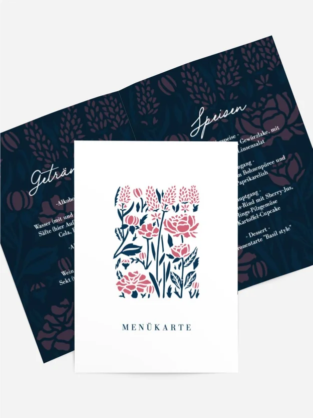 Menükarte Geburtstag Blumenwiese