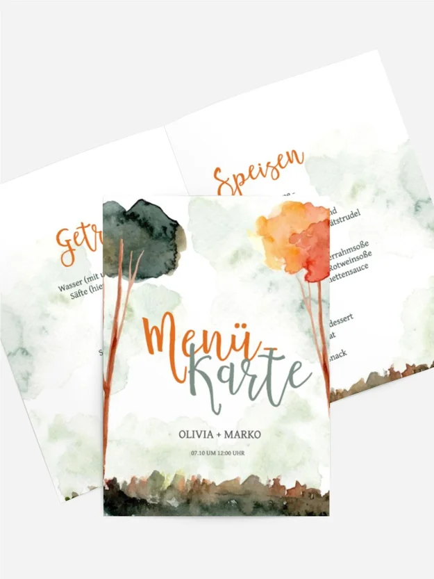 Menükarte Blumenflecken Menükarte Blumenflecken