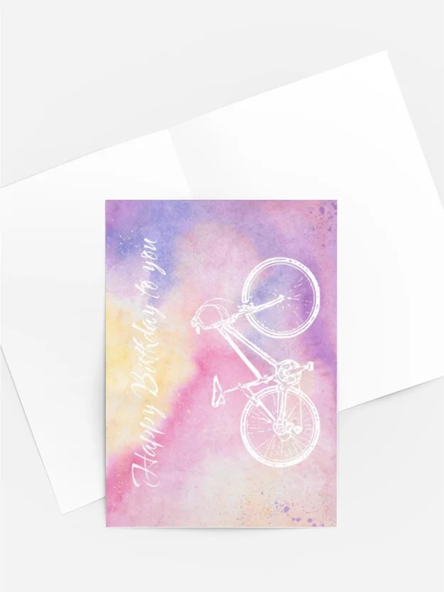 Geburtstagskarte „Fahrrad & Aquarellträume“