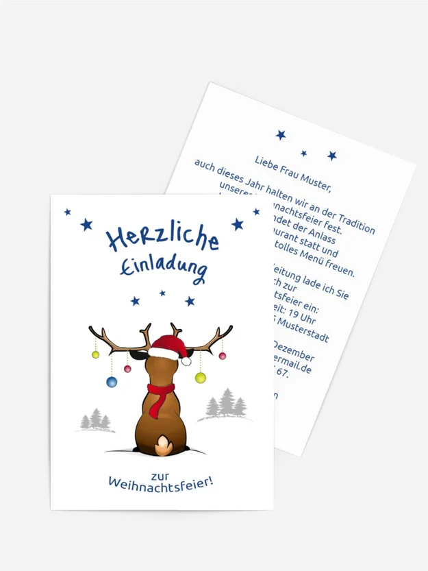 Weihnachtseinladung Geschäft Rudolph