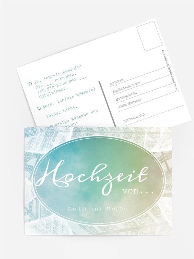 Hochzeit Antwortkarte Federleicht