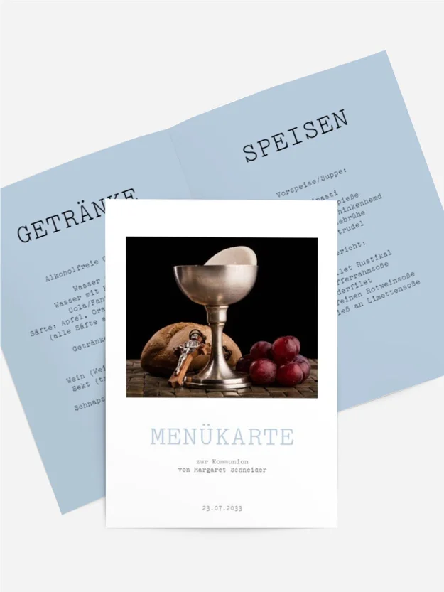 Menükarte Kommunion  Heiliger Knabe