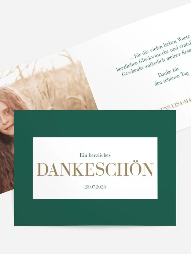 Dankeskarte Kommunion Helles Quadrat