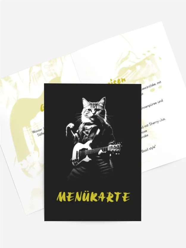 Menükarte Geburtstag Katzen-Rock'n'Roll Menükarte Geburtstag Katzen-Rock'n'Roll