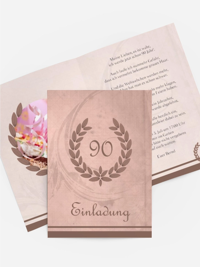 Einladungskarte Geburtstag Lorbeerkranz 90 Foto Einladungskarte Geburtstag Lorbeerkranz 90 Foto