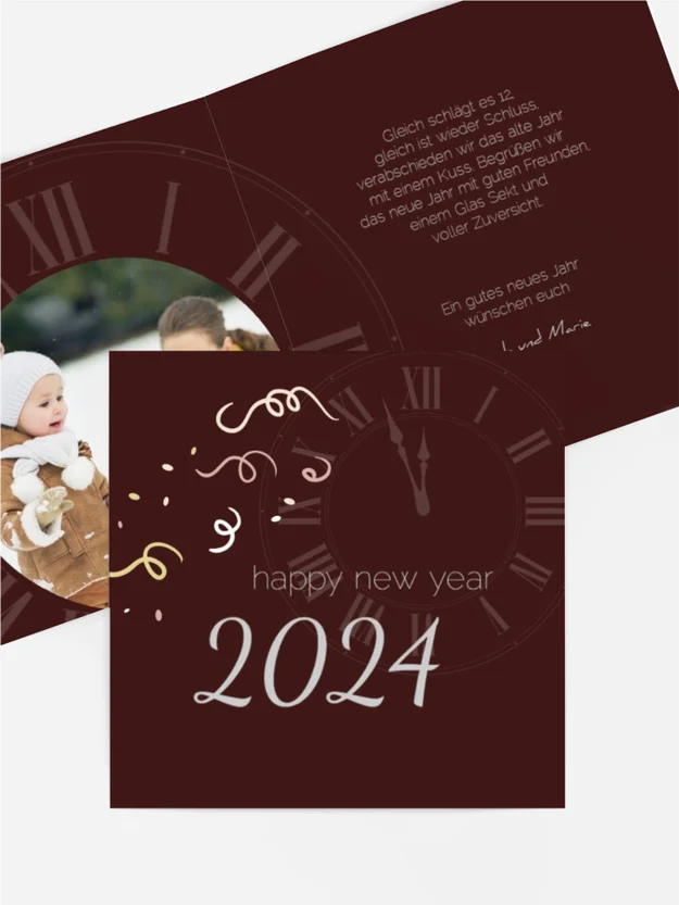 Neujahrskarte Kurz vor 12