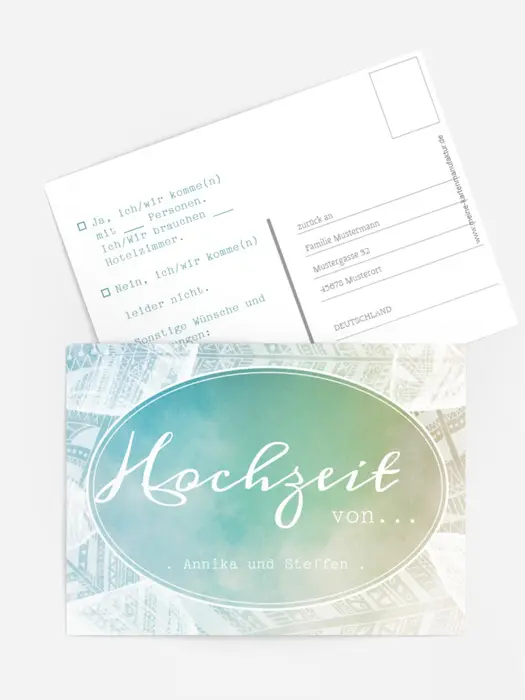 Hochzeit Antwortkarte Federleicht