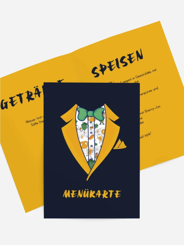 Menükarte Geburtstag Smoking in Aktion
