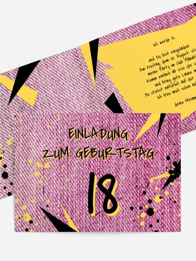 Einladung zum 18. Geburtstag Jeans Style