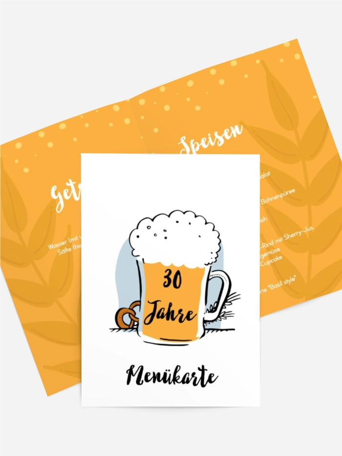Menükarte Geburtstag Bierschaum