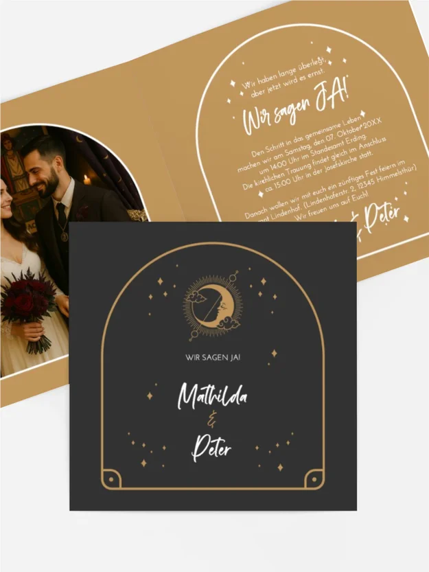 Hochzeitseinladung Liebesbogen