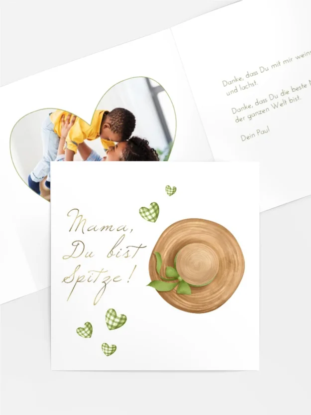 Grußkarte zum Muttertag Willkommen Hut Grußkarte zum Muttertag Willkommen Hut