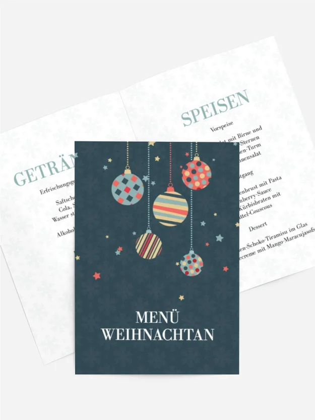 Menükarte Weihnachten Urlaubsspielzeug
