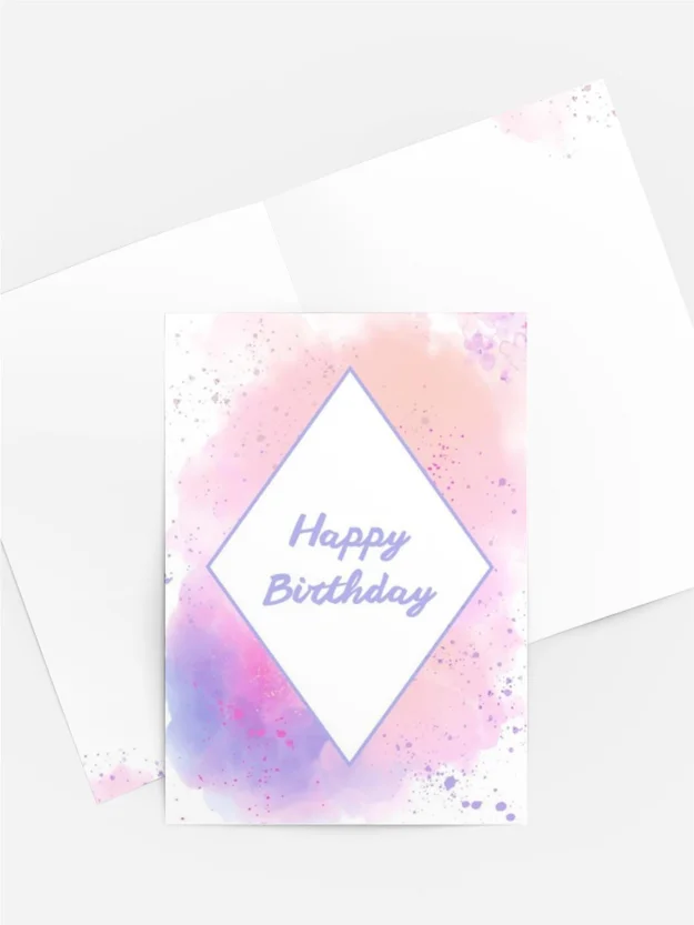 Geburtstagskarte „Happy Birthday“ in zarten Pastellfarben