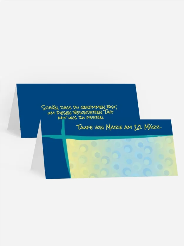 Tischkarte Taufe Kreuzrahmen