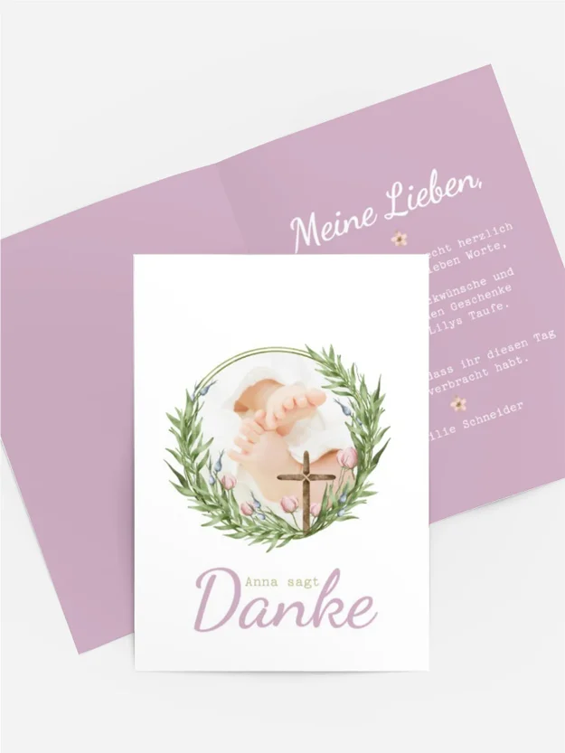 Dankeskarte Taufe Shorts und ein T-shirt Dankeskarte Taufe Shorts und ein T-shirt