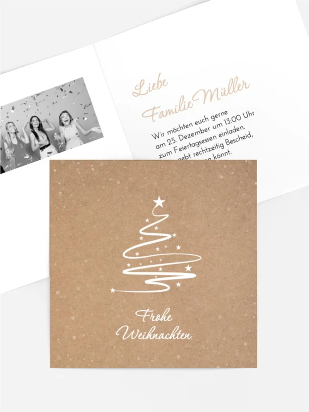 Einladung Weihnachten Weihnachtsbaum funkeln
