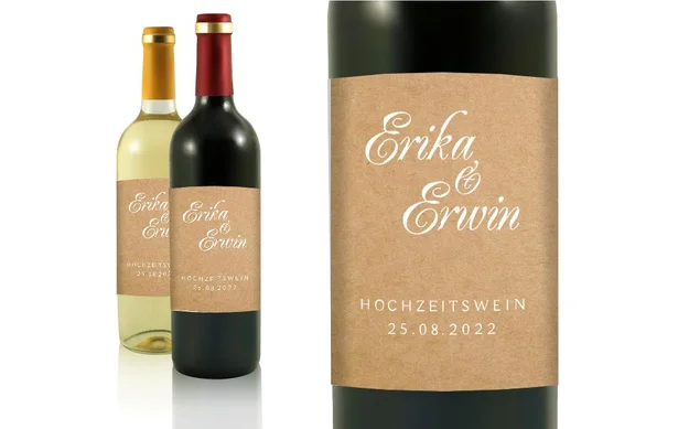 Hochzeit Flaschenetiketten Goldstaub