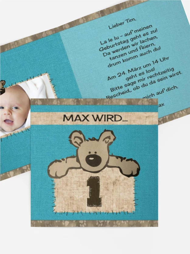 Geburtstagseinladung Kuschelbärchen Foto